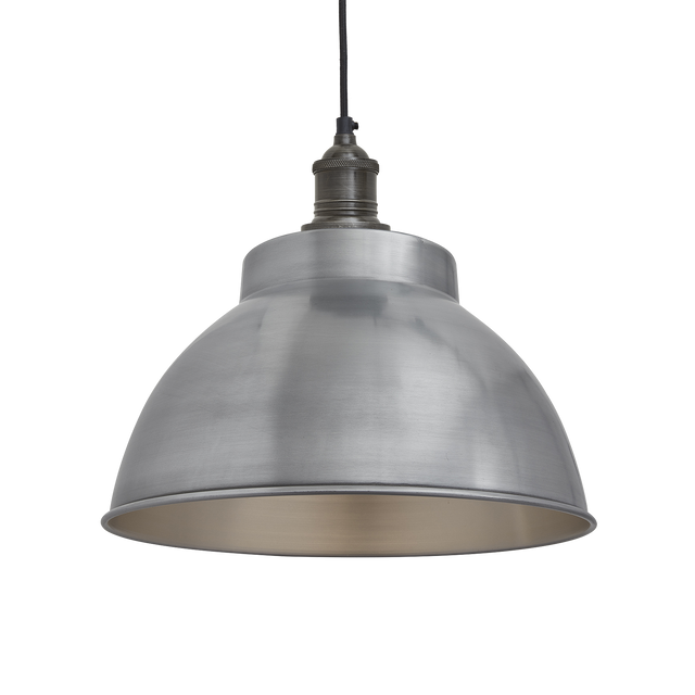 Industville Brooklyn Vintage Metal Dome Pendant Light - Light Pewter - 13 inch