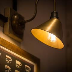 Industville Vintage Cone Shaped Barn Swan Neck Retro Wall Sconce Lamp - Brass