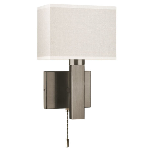DUNMORE WALL LIGHT IN ANT/BR FINISH C/W OATMEAL SH