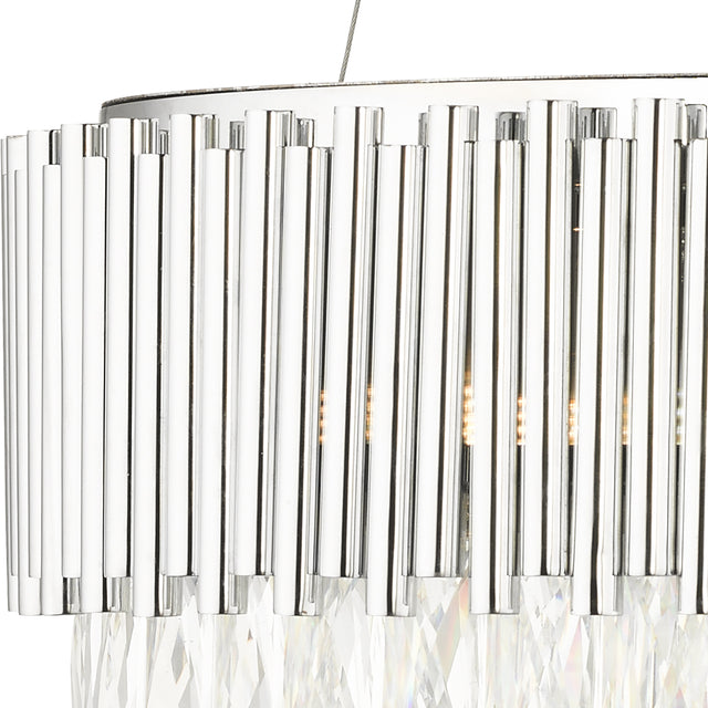Astoria 13 Light Crystal Pendant with Polished Chrome Bars