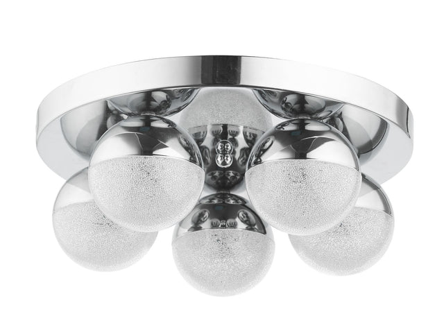 Dew 5 Light Bathroom Ceiling Light Polished Chrome