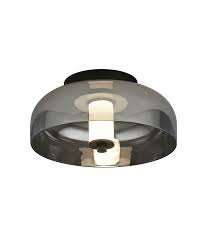 FRISBEE 1LT LED FLUSH, MATT BLACK WITH SMOKED GLASS