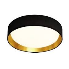 GIANNA 50CM 1LT LED FLUSH CEILING LIGHT, ACRYLIC, BLACK SHADE/GOLD