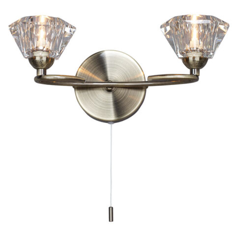 2 X G9 40W ANT BRASS WALL LIGHT WITH CRY