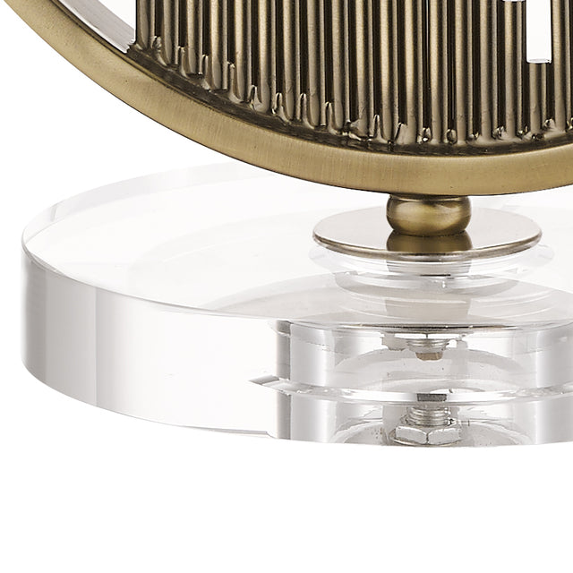 Manhatten Antique Brass and Crystal Table Lamp c/w Shade