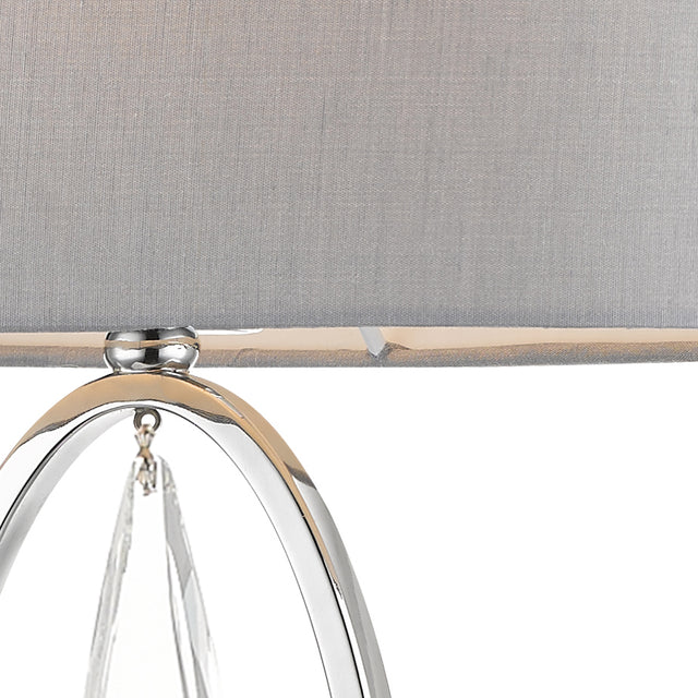 Markle Polished Chrome and Crystal Table Lamp c/w Oval Shade