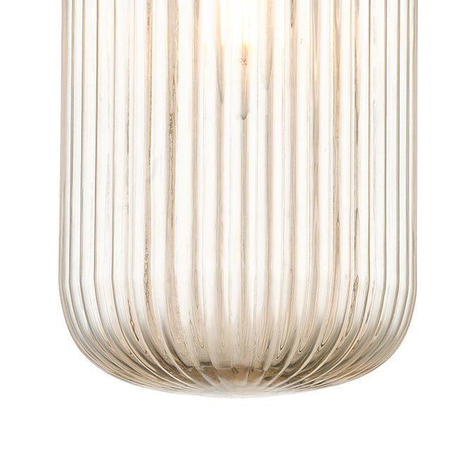 Mason 1 Light Amber Ribbed Glass Pendant