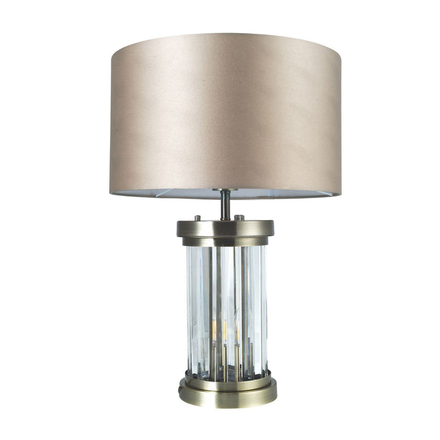 Pandora 2 Light Crystal Table Lamp Antique Brass