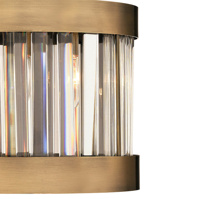Pandora 1 Light Crystal Pendant Antique Brass