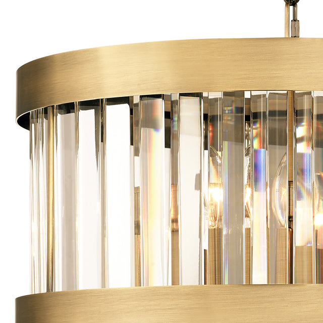 Pandora 3 Light Crystal Pendant Antique Brass