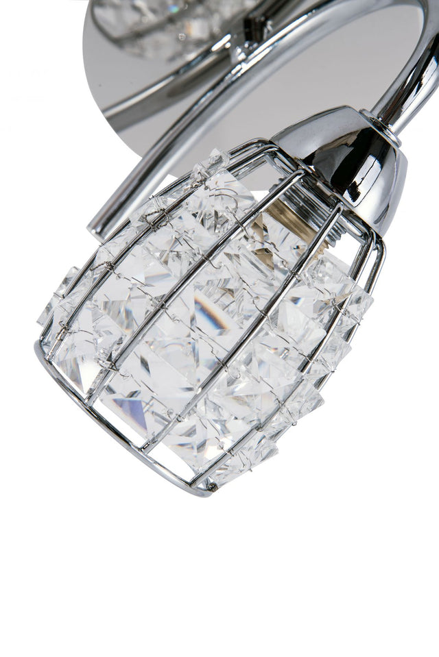 Roma 1 Light Polished Chrome Wall Light with Crystal Shade