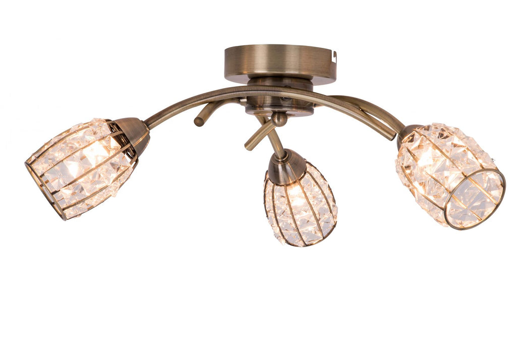 Roma 3 Light Antique Brass with Crystal Shade