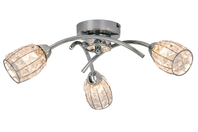 Roma 3 Light Polished Chrome with Crystal Shade