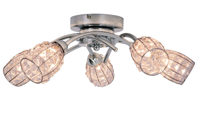 Roma 5 Light Polished Chrome with Crystal Shade