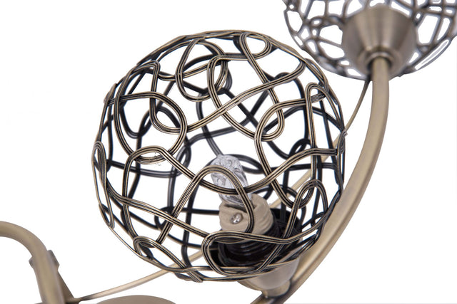 Ronda 4 Light Antique Brass with Mesh Ball Shade