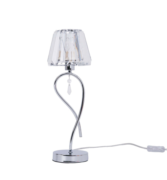Senza 1 Light Polished Chrome Table Lamp with Crystal Shade