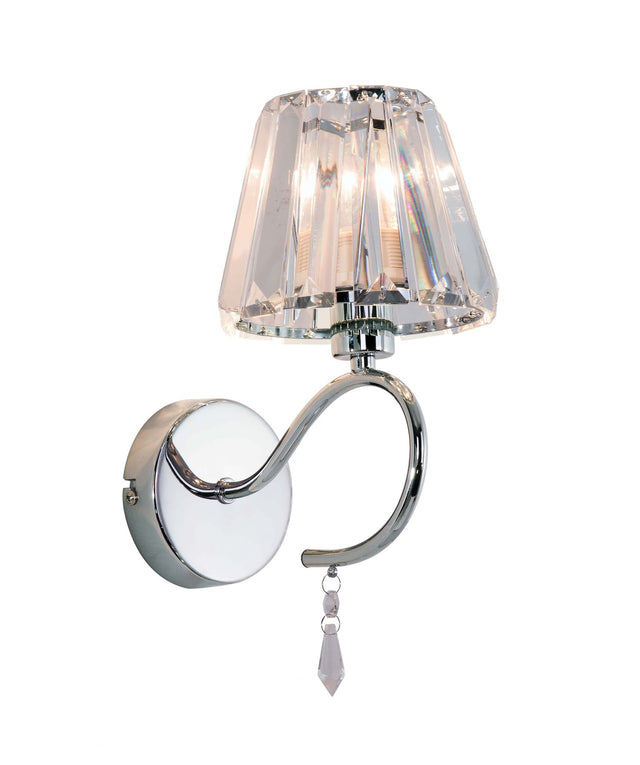 Senza 1 Light Polished Chrome Wall Light with Crystal Shade