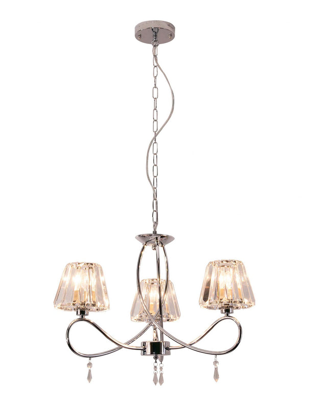 Senza 3 Light Polished Chrome with Crystal Shades