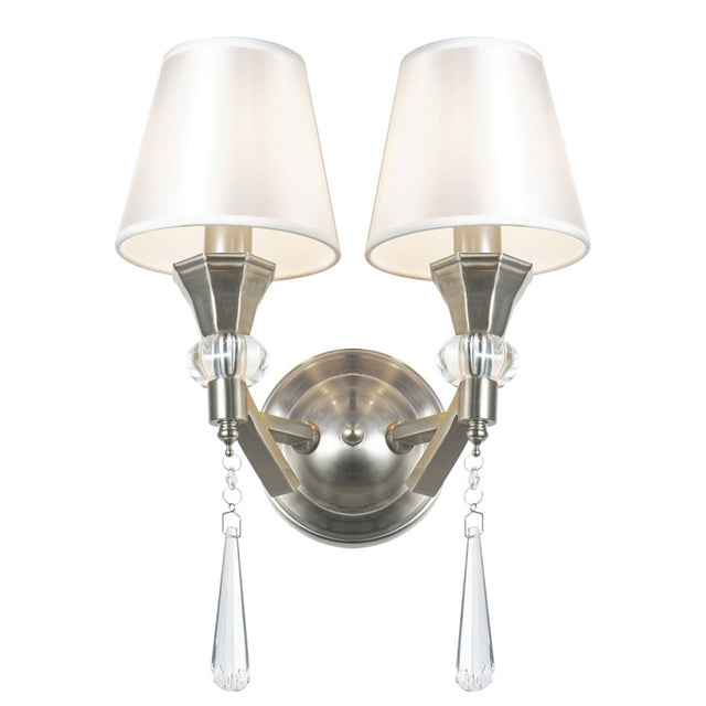 Sophia 2 Light Crystal Wall Light Satin Chrome