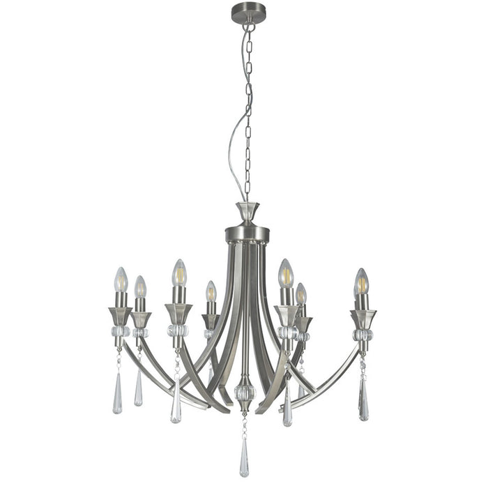 Sophia 8 Light Crystal Ceiling Light Satin Chrome