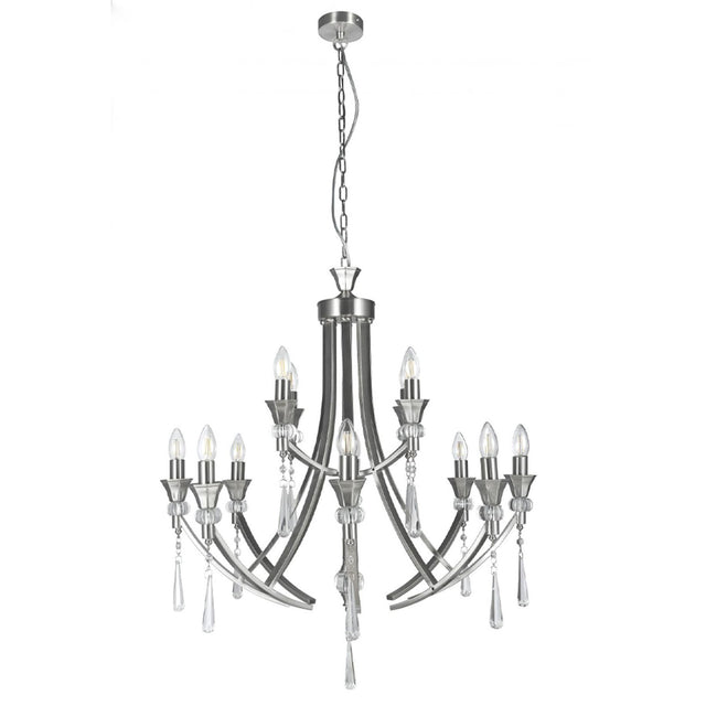 Sophia 12 Light Crystal Ceiling Light Satin Chrome