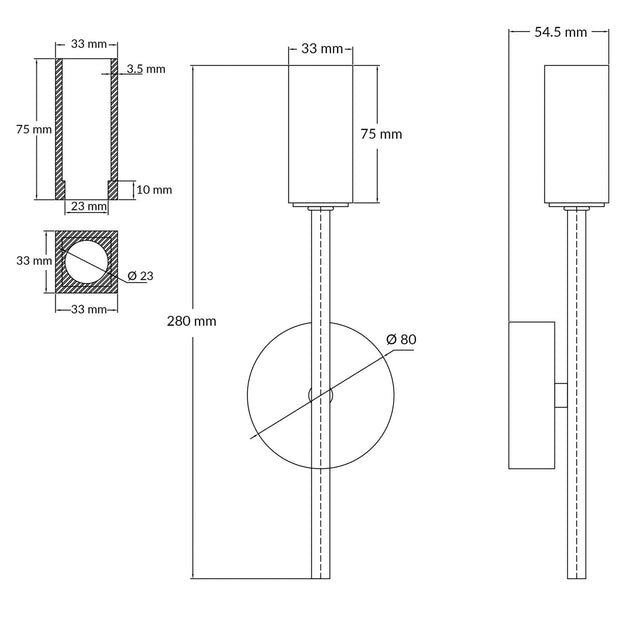 Topaz 1 Light Polished Chrome Wall Light c/w Square Glass