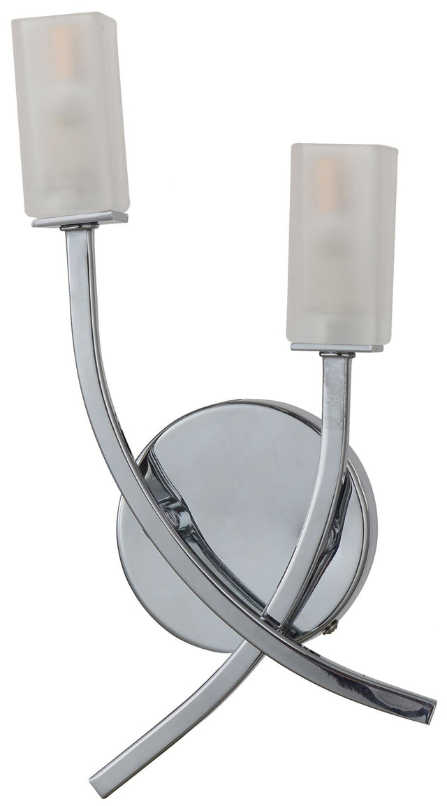 Topaz 2 Light Polished Chrome Wall Light c/w Square Glass